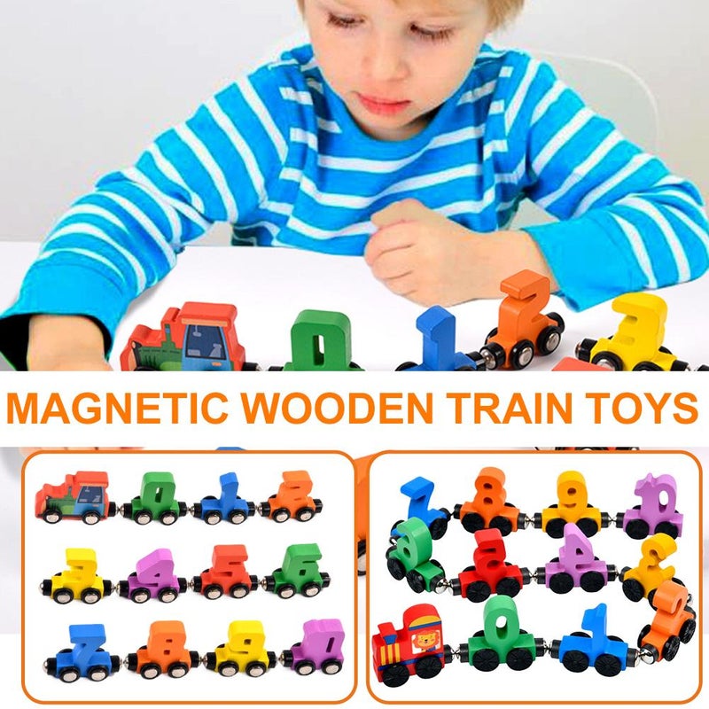 Wooden Magnetic Train Set for Kids – Alphabet ABC Tracing Cards & Name Train, Numbers and Letters Puzzle Toy, Educational Learning Toy for Toddlers & Preschoolers (lionet) - Image 3